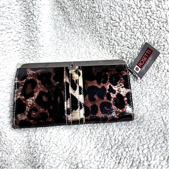 Rosetti Handbags - Rosetti Cheetah Gold Framed Clutch Wallet, many cardholders, zip pocket NWT